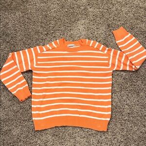 Staccato Coral and White Striped Crewneck Sweater